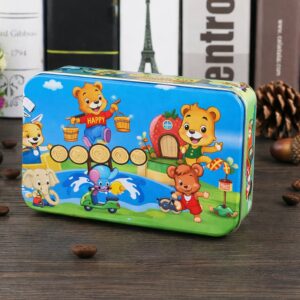 60 Pieces Premium Wooden Puzzle - Kids Educational Toy | Colorful Print with Iron Box(Bear Carrying Water)