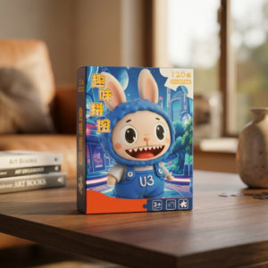 120 Pieces Paper Puzzle - Kids Educational Toy (Blue Labubu)