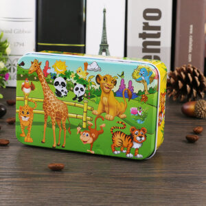 60 Pieces Premium Wooden Puzzle - Kids Educational Toy | Colorful Print with Iron Box (Zoo)