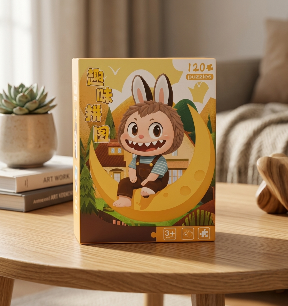 120 Pieces Paper Puzzle - Kids Educational Toy (Moonlight Labubu)