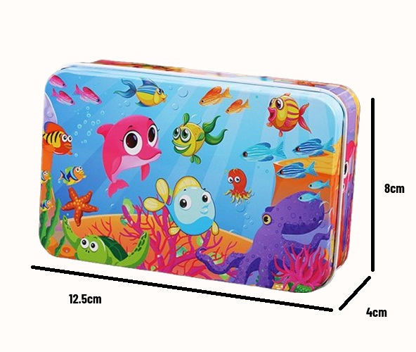 60 Pieces Premium Wooden Puzzle - Kids Educational Toy | Colorful Print with Iron Box (Underwater World) - Image 3
