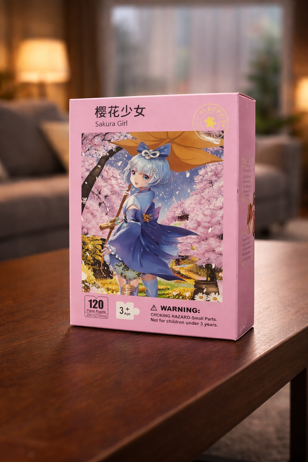 120 Pieces Paper Puzzle β Kids Educational Toy (Cherry Blossom Gril) - Image 2