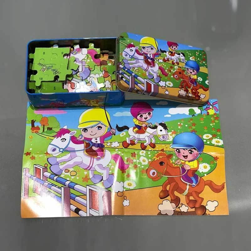 60 Pieces Premium Wooden Puzzle - Kids Educational Toy | Colorful Print with Iron Box (Horse Racing) - Image 3