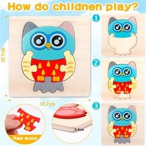 The Owl Wooden Puzzle 10x10cm - Kids Educational Toy - Image 2
