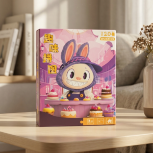 120 Pieces Paper Puzzle - Kids Educational Toy (Purple Baker Labubu)