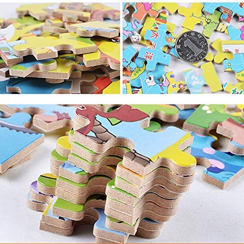 60 Pieces Premium Wooden Puzzle - Kids Educational Toy | Colorful Print with Iron Box (Dinosaur) - Image 5