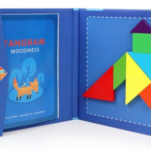 Magnetic Wooden Tangram Puzzle Book - Kids Educational Toy