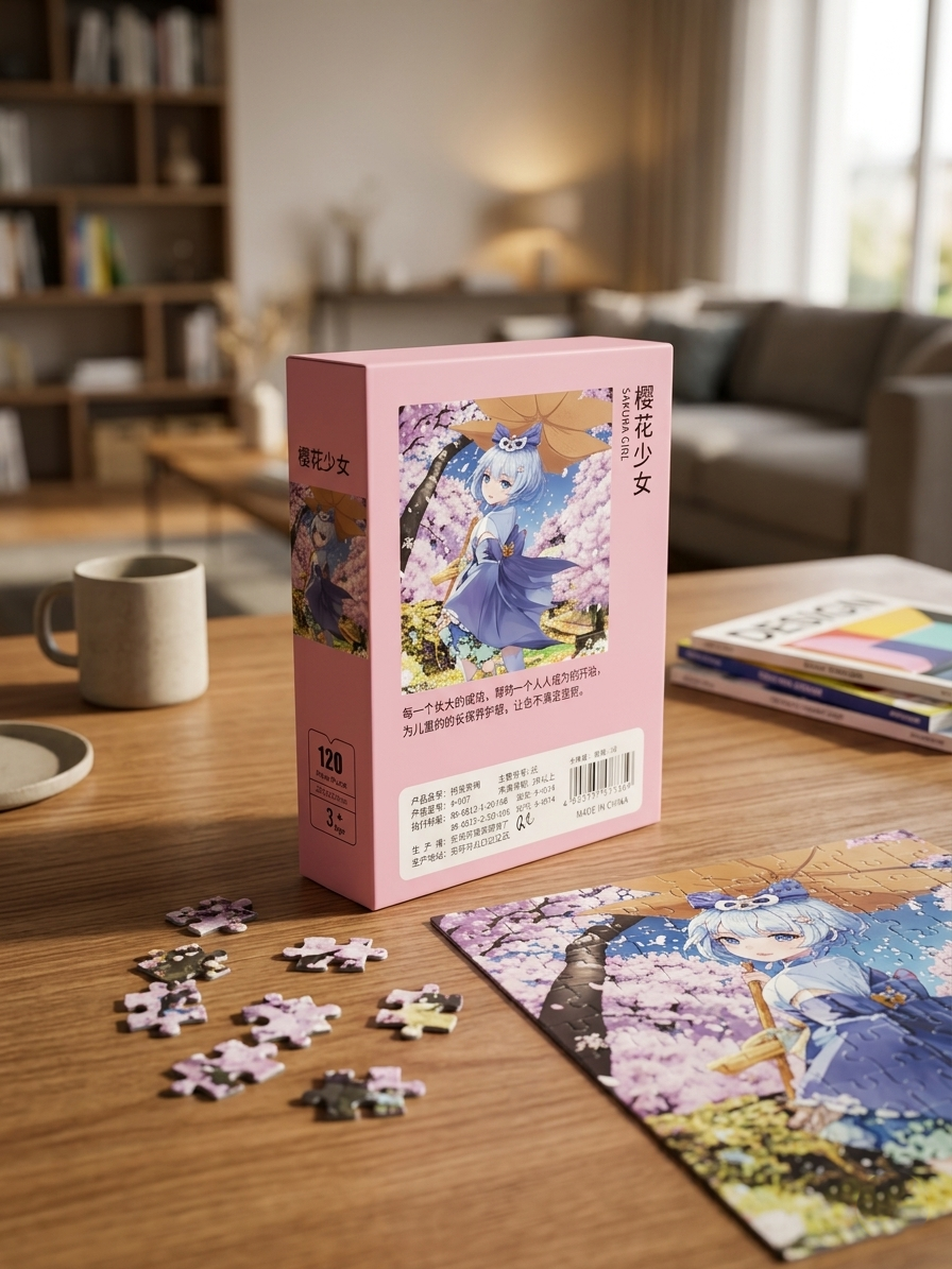 120 Pieces Paper Puzzle β Kids Educational Toy (Cherry Blossom Gril) - Image 3