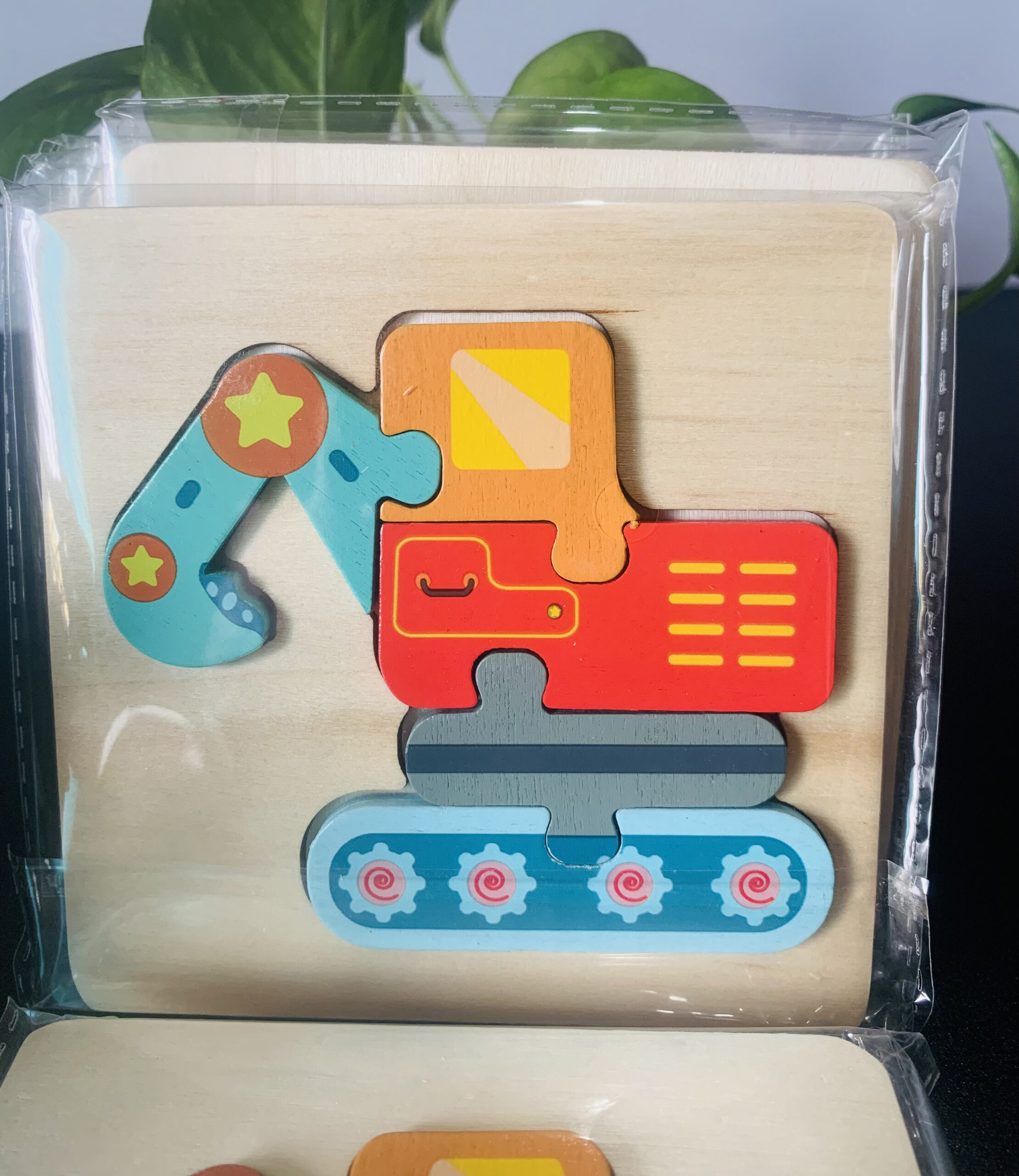 Excavator Wooden Puzzle 10x10cm - Kids Educational Toy - Image 2