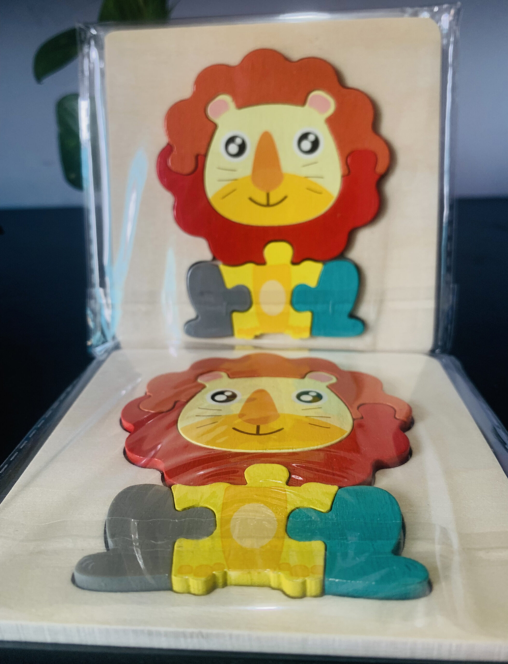 Clever Lion Wooden Puzzle 10 x 10cm - Kids Educational Toy - Image 3