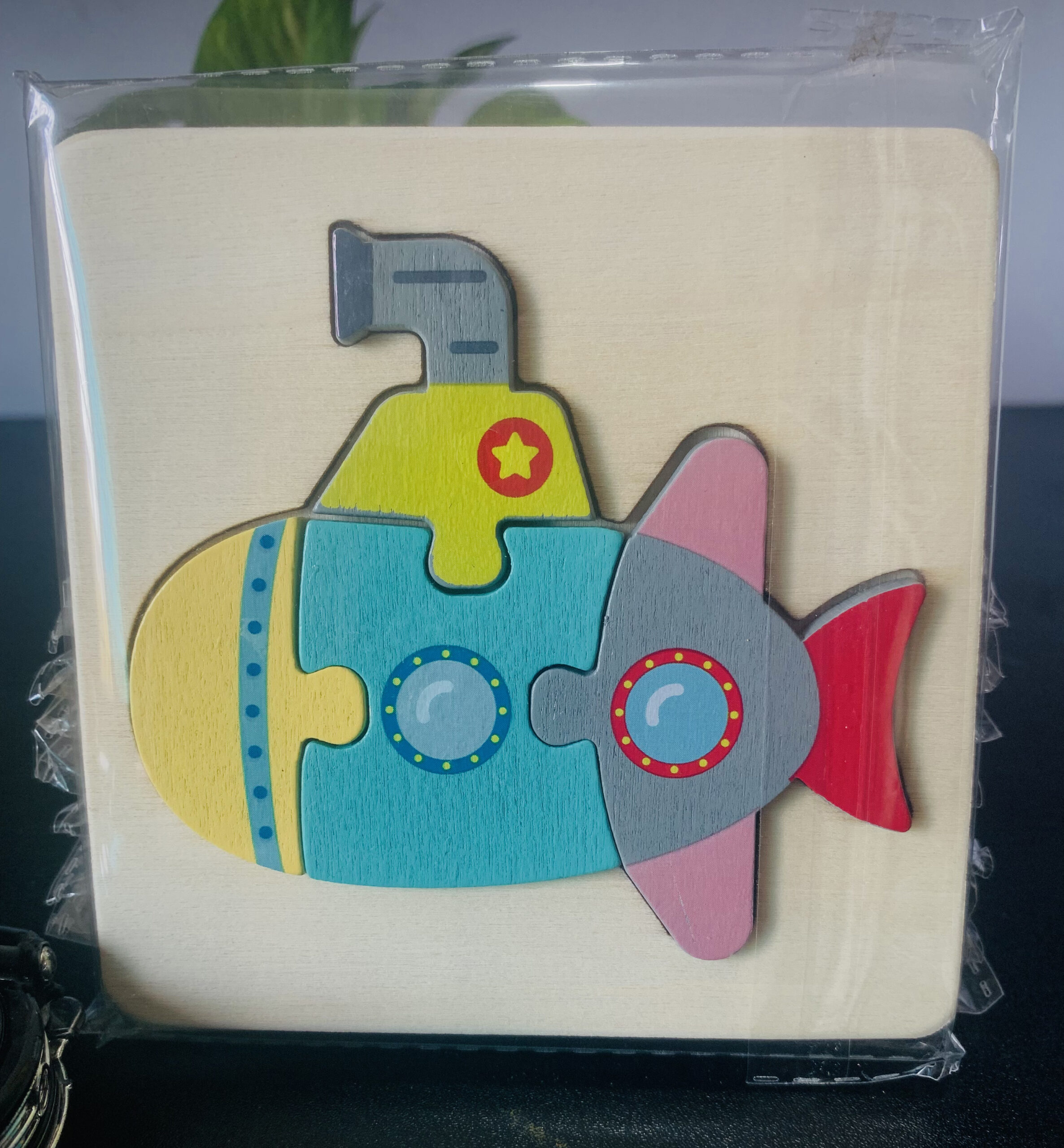 Submarine Wooden Puzzle 10 x 10cm - Kids Educational Toy - Image 2