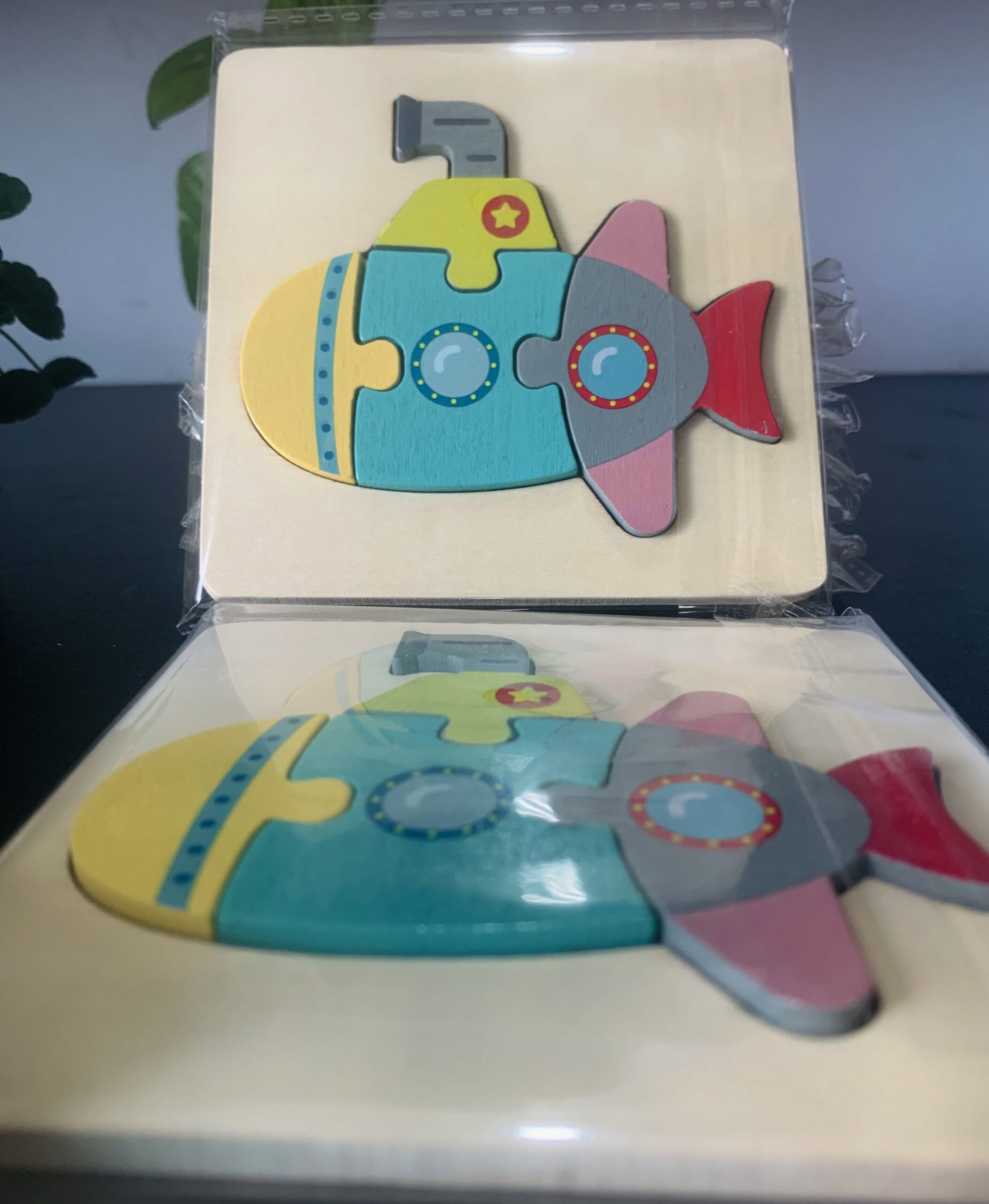 Submarine Wooden Puzzle 10 x 10cm - Kids Educational Toy - Image 3
