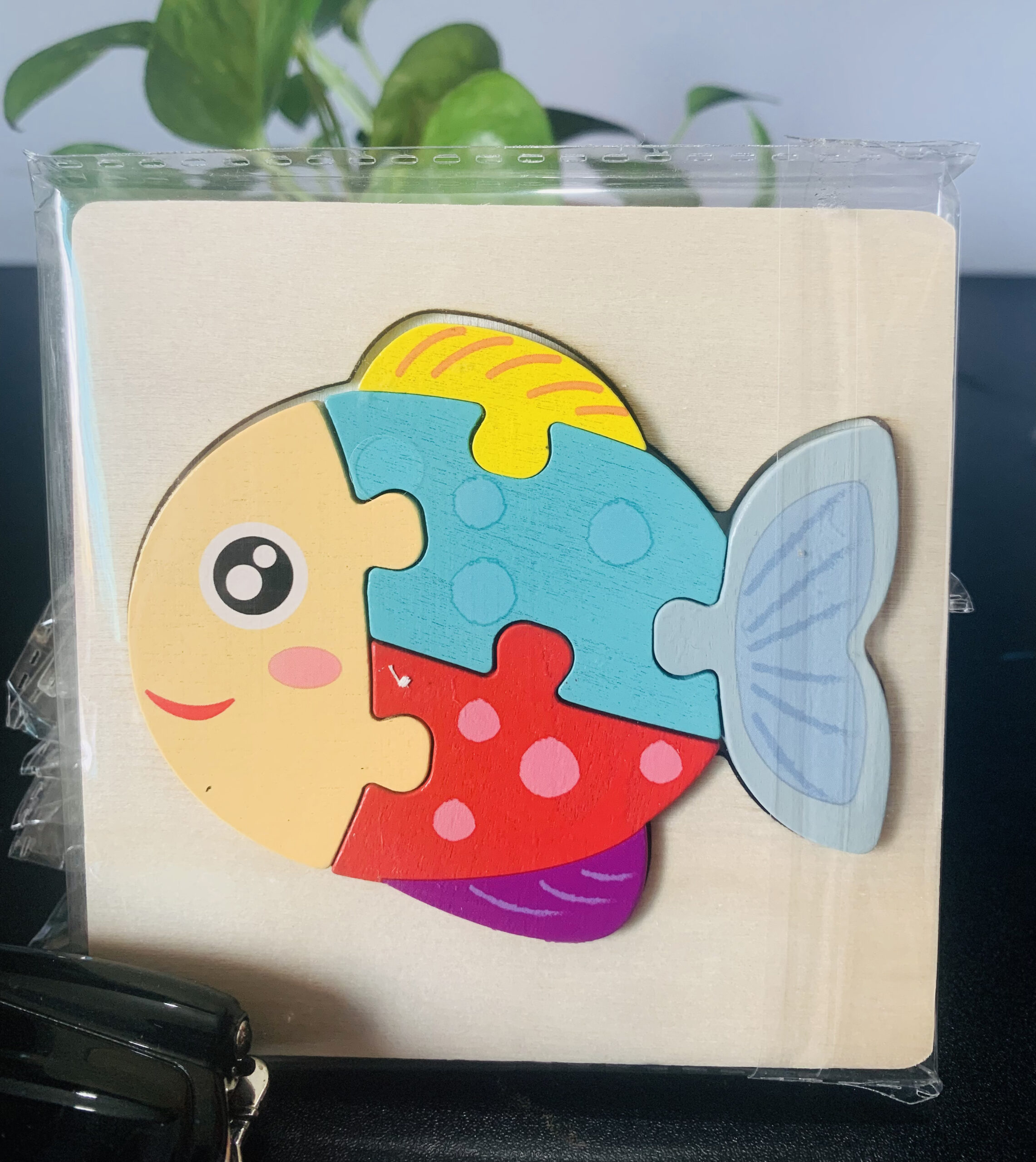 Small Fish Wooden Puzzle 10x10cm - Kids Educational Toy - Image 2
