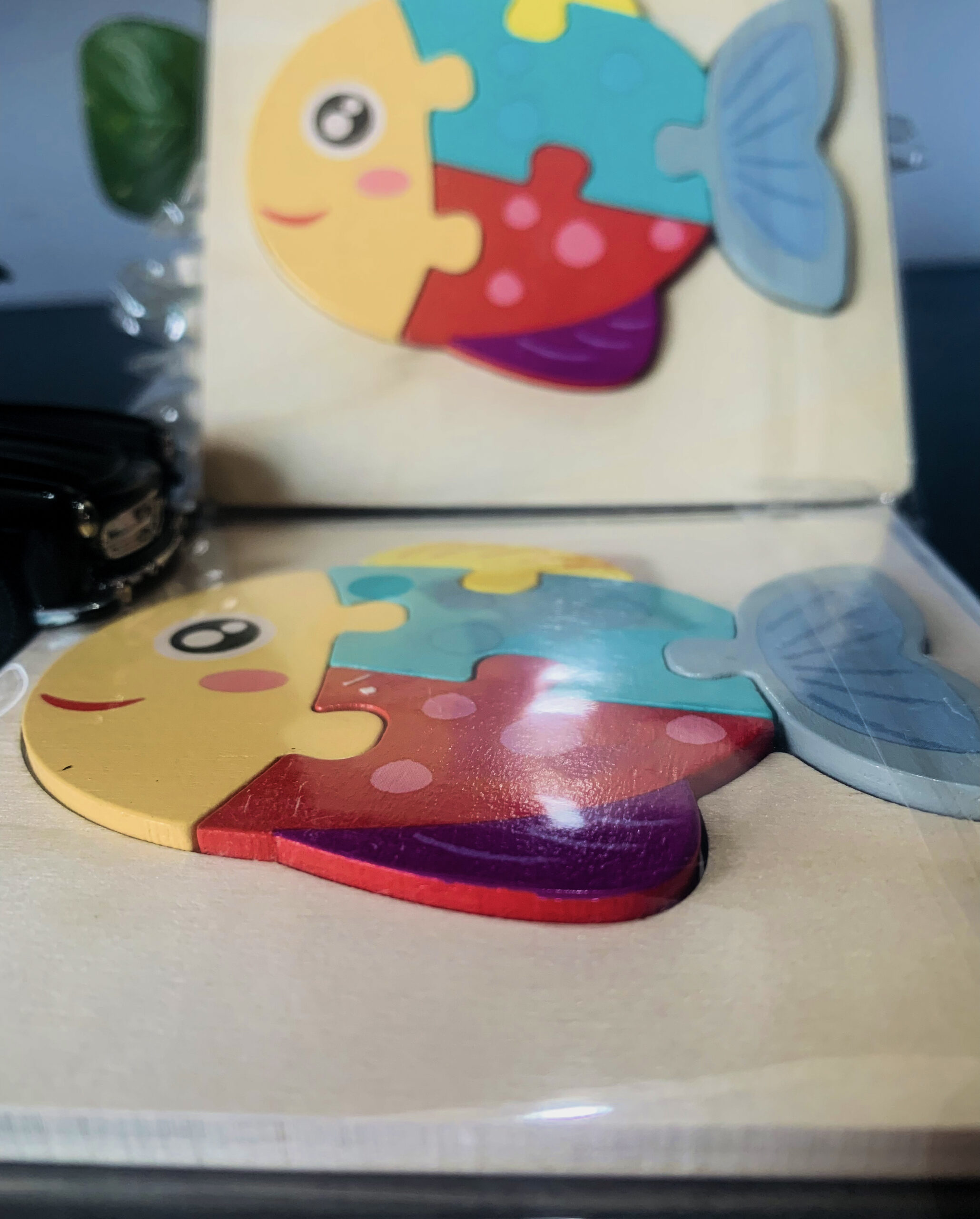 Small Fish Wooden Puzzle 10x10cm - Kids Educational Toy - Image 3