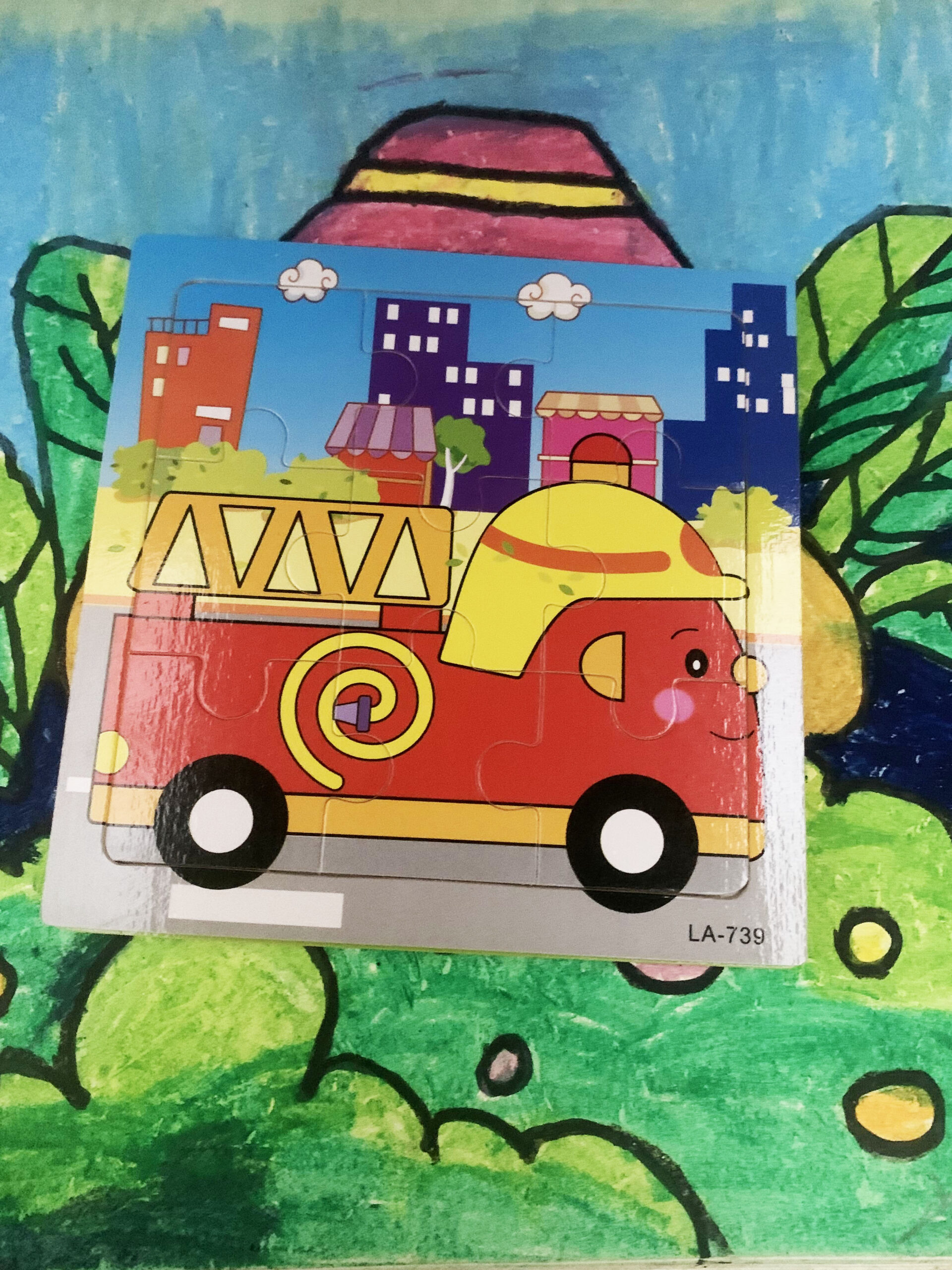 Fire Truck Wooden Puzzle - Kids Educational Toy - Image 2