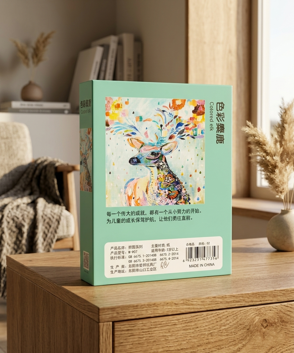 120 Pieces Paper Puzzle β Kids Educational Toy (Colored Elk) - Image 3