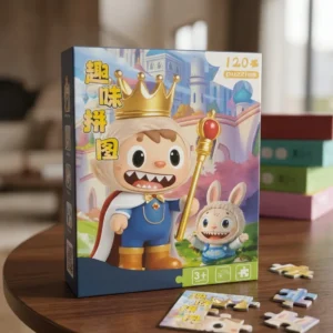 120 Pieces Paper Puzzle - Kids Educational Toy (Blue King Labubu)