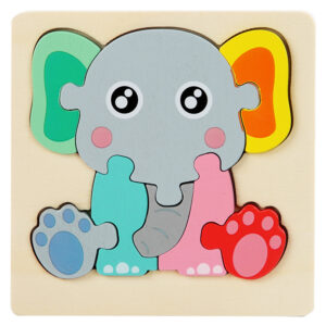 Elephant Wooden Puzzle 10x10cm - Kids Educational Toy