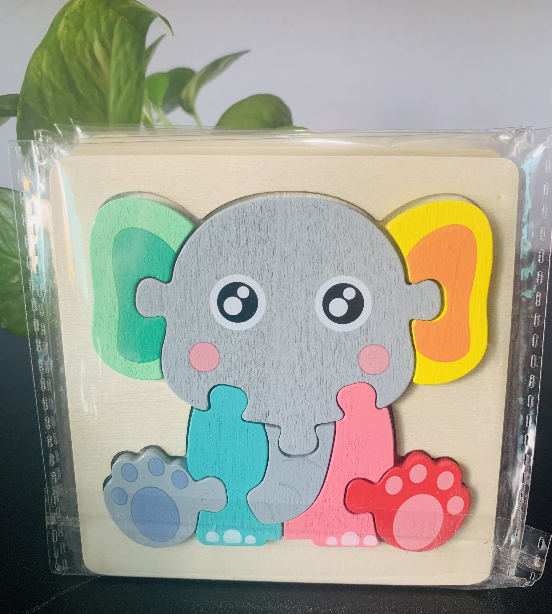 Elephant Wooden Puzzle 10x10cm - Kids Educational Toy - Image 2