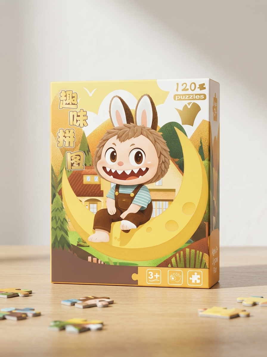 120 Pieces Paper Puzzle - Kids Educational Toy (Moonlight Labubu) - Image 3