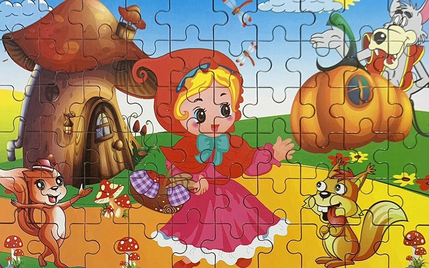 60 Pieces Premium Wooden Puzzle - Kids Educational Toy | Colorful Print with Iron Box (Little Red Riding Hood) - Image 3
